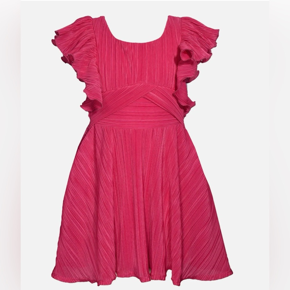 Bonnie Jean Maddie Pleated Skater Dress in fuchsia size 12.